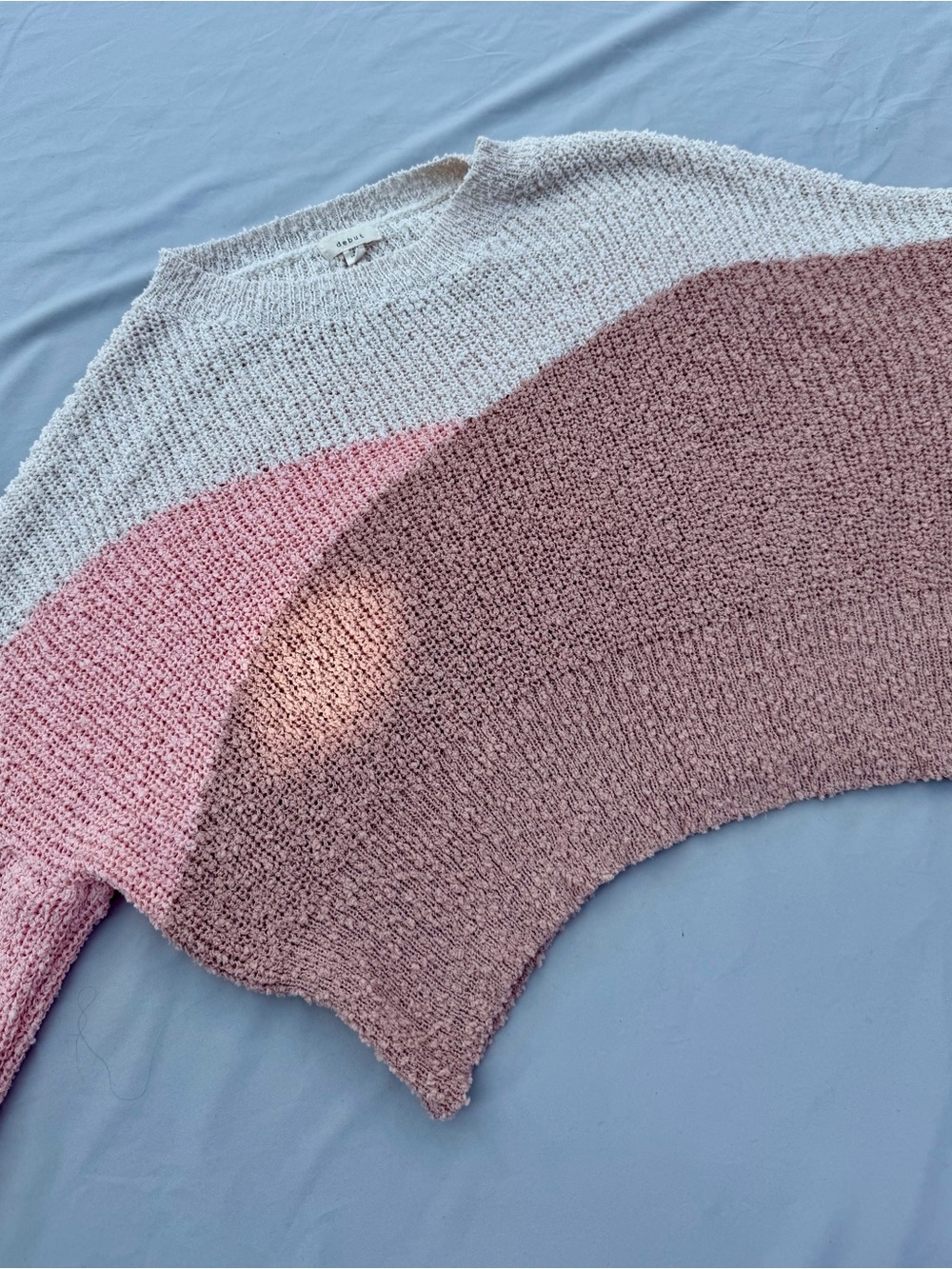 debut Colorblock Scoop Sweater in Cream, Pink & Mauve